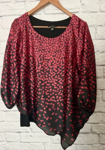 Blusa donna ALYX asimmetrica manica a palloncino rosso nero fucia taglia M