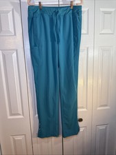 Barco One Scrub Pants Women  s Size Medium Teal Active Stretch Snap Leg