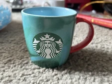 Starbucks 2024 Holiday Green Blue Marbled Coffee Cup Mug 11 Oz