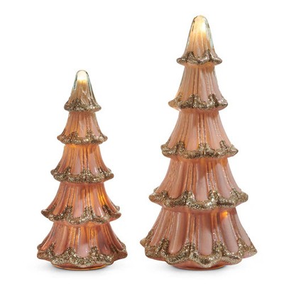 RAZ Imports 14.5'' Pink & Gold Glass Tree Set 4516731