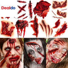 8 Sheets Halloween Fake Scar Tattoos for Women Men Adults Kids, Fake Wound Reali