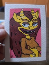 ACEO Original Painting Acrylic Big Mouth Connie Hormone Monster