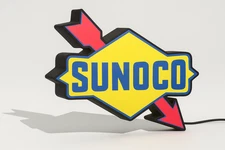 Lighted SUNOCO Sign – Approx. 9" Wide – Car, Oil, Gasoline Advertising Collectib