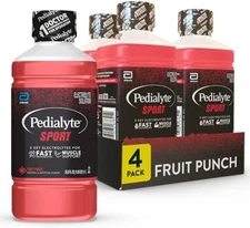 Pedialyte Sport Electrolyte Drink, 1 Liter, Fruit Punch, Pack of 4