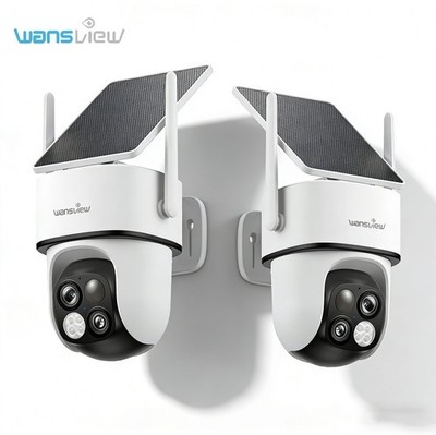 2Pack Wansview 2K 360° PTZ Solar Security Camera Outdoor Wireless WiFi Dual Lens