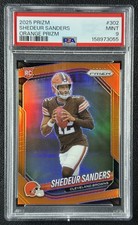 SHEDEUR SANDERS PSA 9 2025 PANINI PRIZM #302 ROOKIE ORANGE RC 98/249 BROWNS