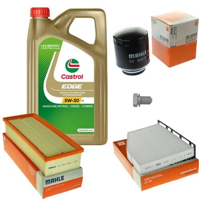 MAHLE Inspektionpaket 5 L Öl Castrol EDGE FST 5W-30 LL für VW Touran 1.4 TSI