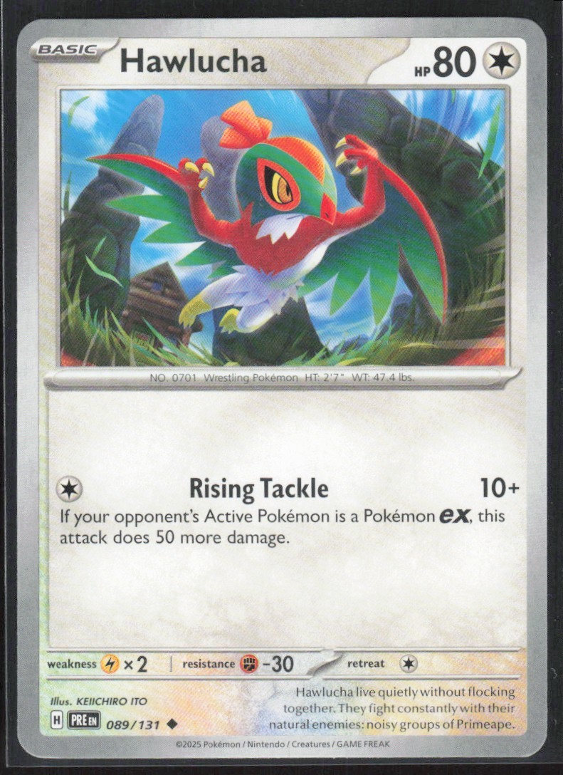 2025 Scarlet & Violet Series - Prismatic Evolutions Hawlucha Uncommon #89