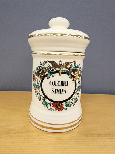 Vintage Ceramic Jeanne Robinette California Apothecary Jar & Lid Colchici Semina - Picture 1 of 13
