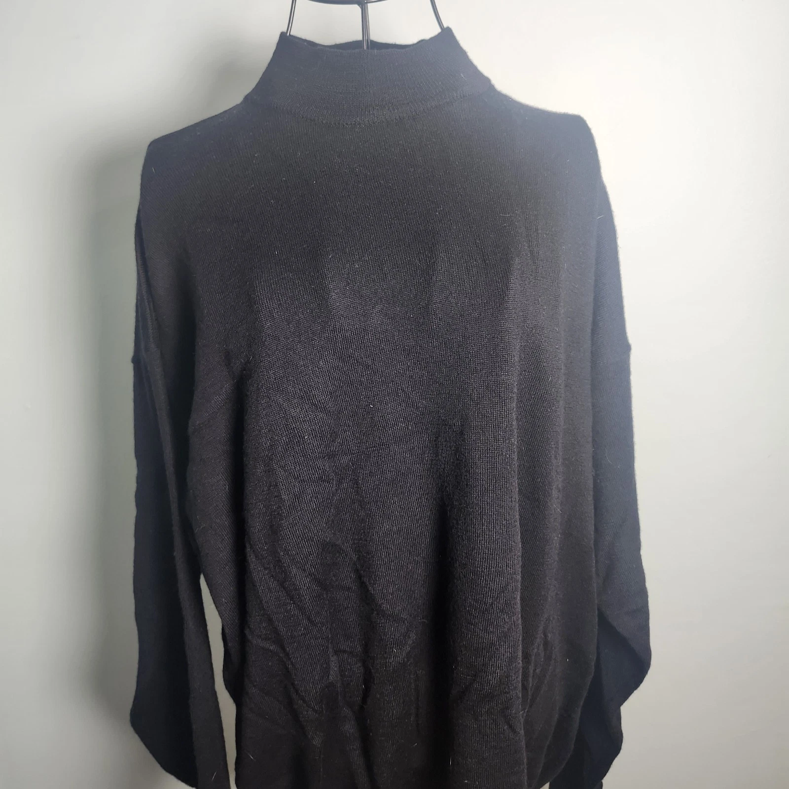 Bachrach Men’s XXL Black Merino Wool Mock Neck Sweater Made in Italy