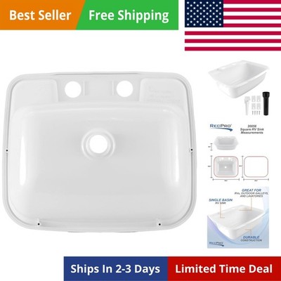 Rectangle RV Bathroom Sink | Single Bowl Lavatory Sink | Camper Basin | Plast...