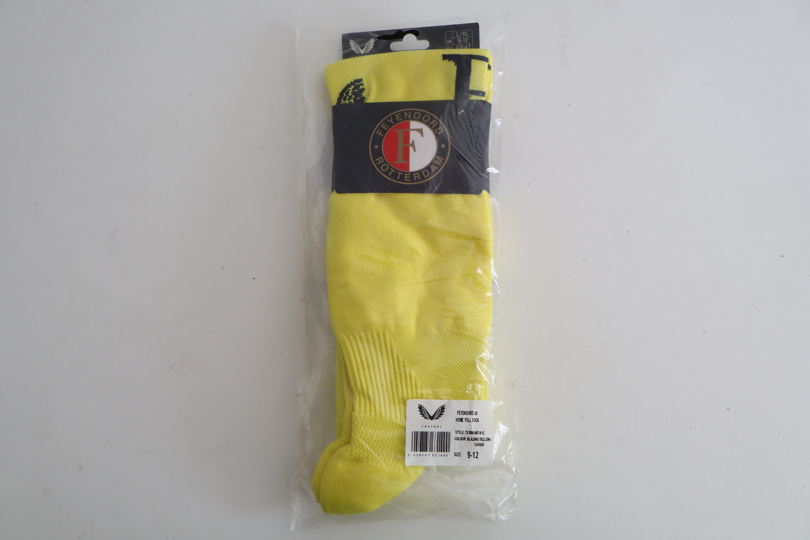 Feyenoord GK Home Socks Blazing Yellow Size 9-12 Castore BNWT