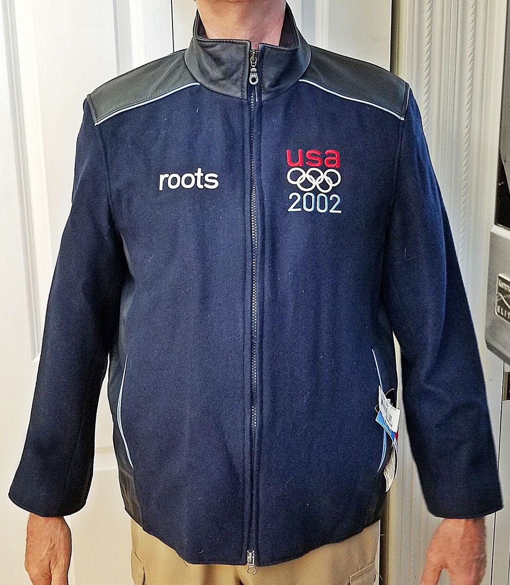 Vintage Roots 2002 Team USA Olympics Official Leather Wool Jacket