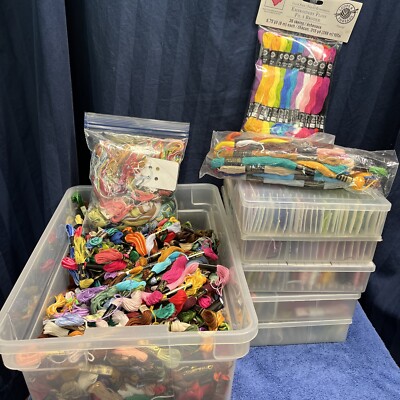 Embroidery Floss. Huge Lot. 415+ Skeins. 5 Full Bobbin Boxes. + More    S9