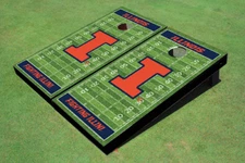 University of Illinois Navy Matching Football Field Custom Cornhole Boards