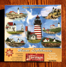 "Maine Lighthouses" Heritage 550 Piece Puzzle, 18" x 24", BRAND NEW