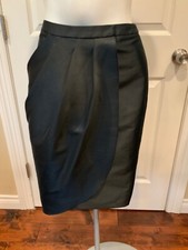 Armani Collezioni Black Pleated Satin Pencil Skirt 485, Size 12, NWT 