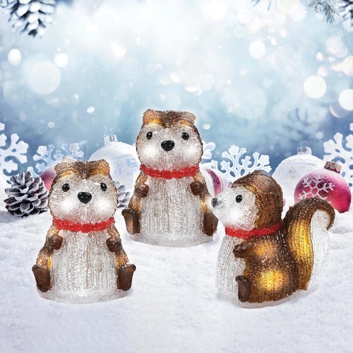 Neu 3 Stück LED Eichhörnchen Lichter für Weihnachtsschmuck Deko Licht - Bild 4 von 5