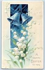 1908 Easter Ringing Bells Lilies Flowers Embossed New Milford CT Posted Postcard