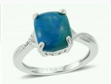 Genuine Peruvian Blue Opalina Sterling Silver Ring Sz 7