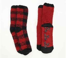 AnyBody Cozy Socks Set of Two, Red Fa La La A464806