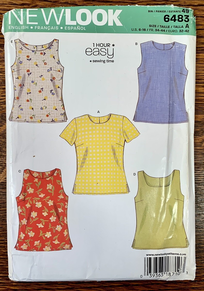 NewLook Lady SS SL Shirt Easy Pattern: Sizes US 6-16 FR 34-44 EURO