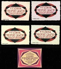 Bohemia Poster Stamp - 1913 Prague - Graphic Art Exhibition - Complete Set of 5