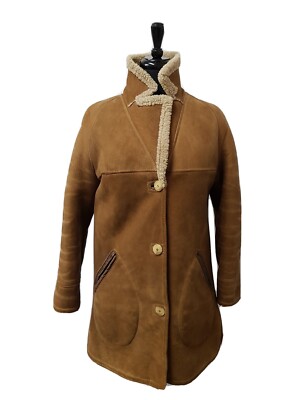 Damen Vintage Lammfell Mantel Größe 10 EU38 Spezialist trocken gereinigt 