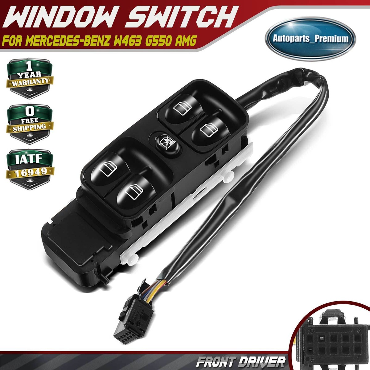Power Window Switch Assembly Front Left for Mercedes-Benz W463