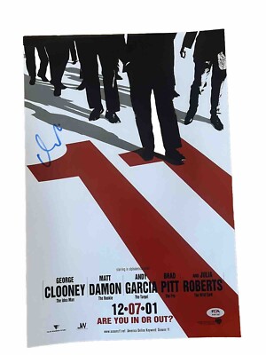 MATT DAMON SIGNED OCEANS 11 12X18 MOVIE POSTER - PSA COA
