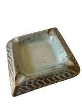 MCM STANGL POTTERY Antique Gold Aqua Embossed Ash Tray NJ USA
