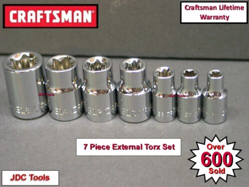 CRAFTSMAN HAND TOOLS 7 pc External E Torx Star Bit Socket Set 1/4" 3/8" Drive  - Picture 1 of 2