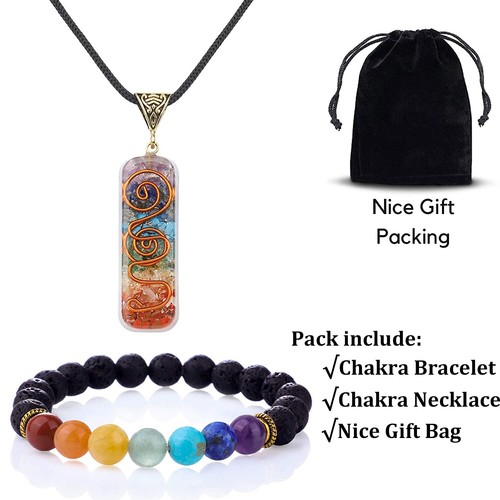 Ensemble de 7 colliers orgone chakra hommes femmes guérison lave yoga bijoux bracelets gratuits - Photo 1 sur 8