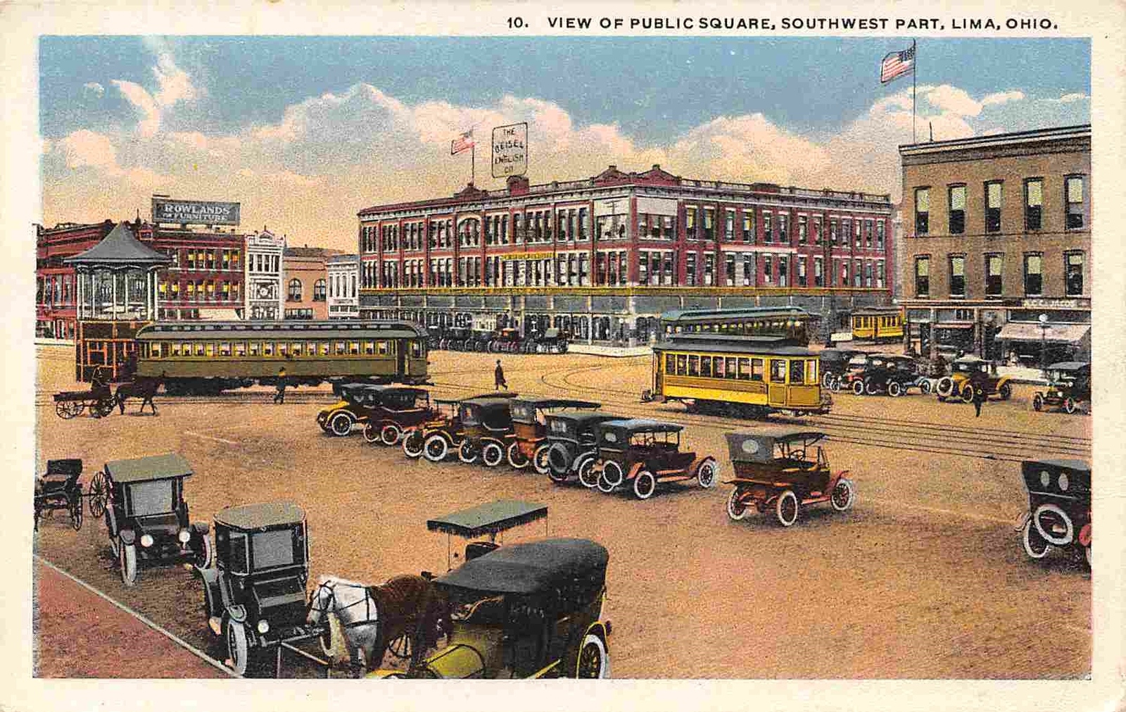 Public Square Streetcars Cars Lima Ohio 1919 postcard eBay