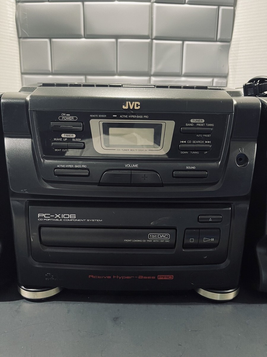 JVC PC-X106BK CD Portable System Player FM AM Dual Cassette TESTED