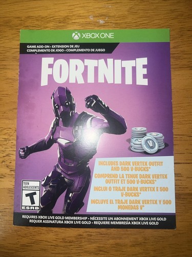 Xbox Fortnite Dark Vertex Outfit + 500 V Bucks Tested Verified Working DLC Card