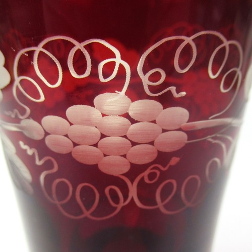 Alter Glas Pokal / Ranftbecher Handgeschliffen Rubinglas Art Deco? Böhmen 12cm - Bild 4 von 6