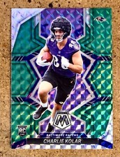 2022 Panini Mosaic Football Green Mosiac Prizm Charlie Kolar RC #363 Baltimore