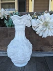Vintage Imperial Glass Loganberry White Milk Glass 10" Scalloped Vase