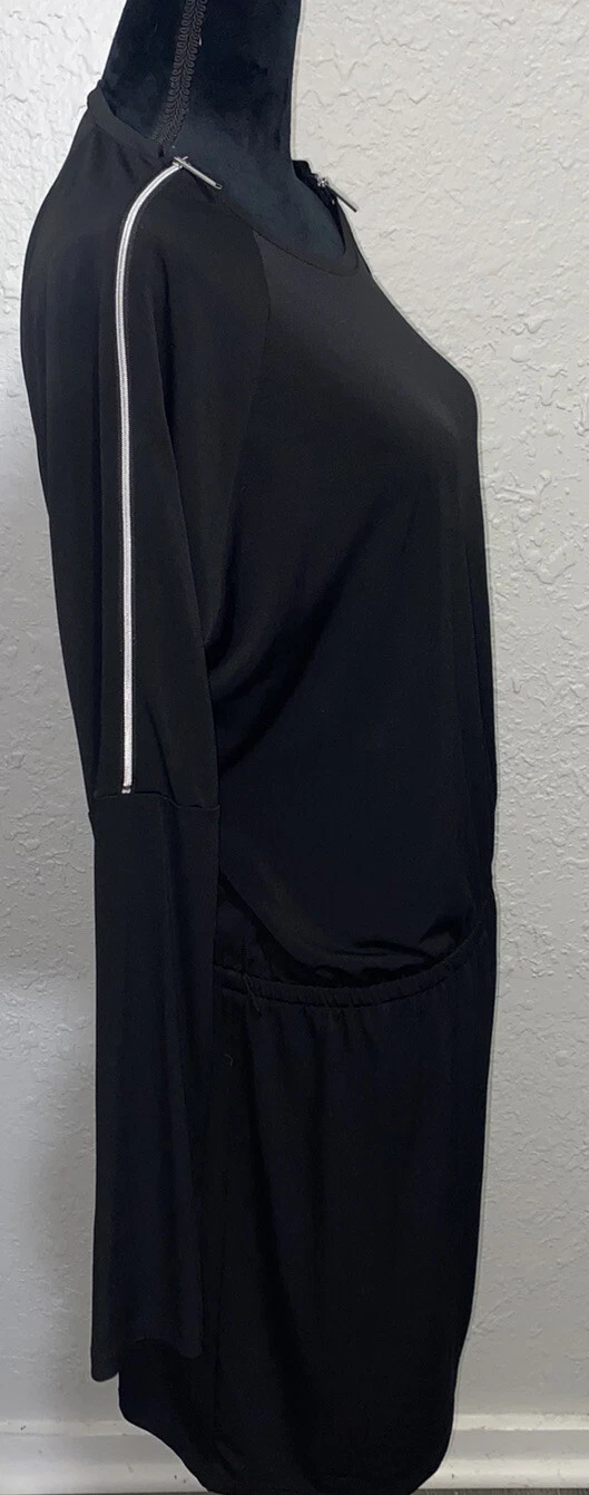 Abito nero Michael Kors MK donna con cerniera cintura elasticizzata ad anello cintura taglia large