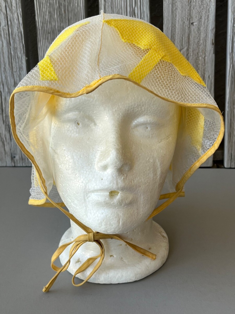 Rare Vintage 1960's Round Transparent Yellow Umbrella Applique Hat/ Bonnet