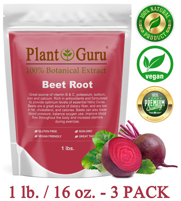 Beet Root Powder 3lb (x3 - 1lb) Beta vulgaris Nitric Oxide Super Food Juice Bulk