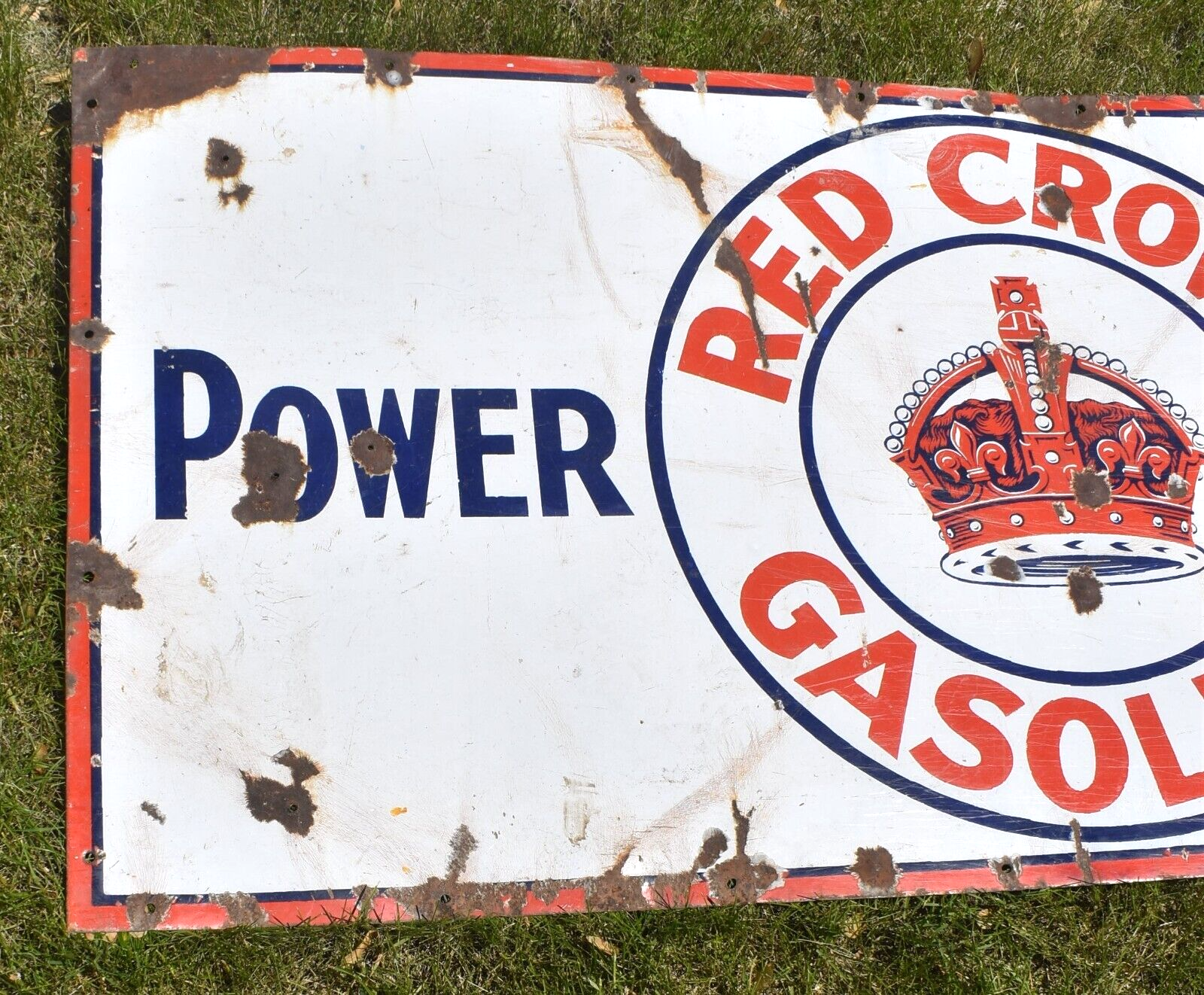 Vintage Porcelain Standard Red Crown Gasoline Power Mileage Advertising ...