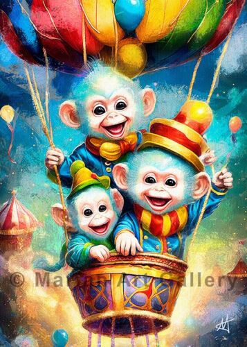 ACEO Print Original High Quality Limited Edition Print Monkey Clowns by MARIAN - Picture 1 of 1