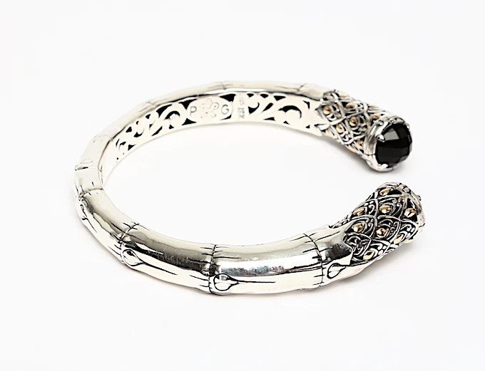 Brazalete Philip Gavriel de oro amarillo de 18 quilates y plata de ley de ónix negro W1144 Foto 3 de 4