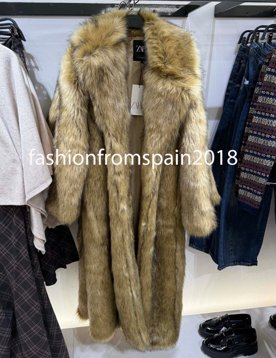 ジャケット・アウター vintage fake fur long coat Vintage Faux Fur Coat Jacket Black Oversized Large 44 GB 18