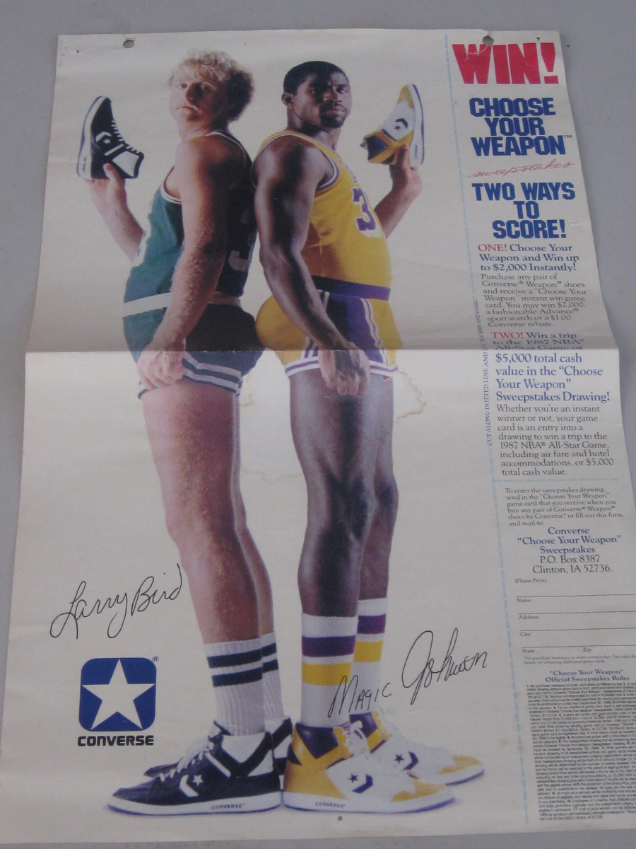 1986 Converse Tennis Shoes Advertisement Larry Bird and Magic Johnson