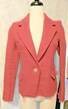 Isabel Marant Jacket 6/8 Women Casual Herringbone Raspberry Raw Edge EXCELLENT