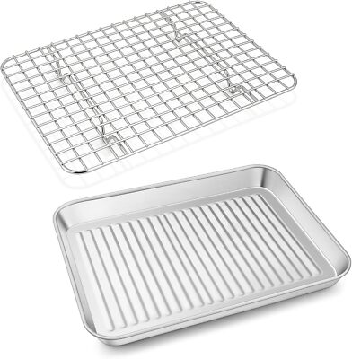 10.5 Inch Toaster Oven Pan Rack Stainless Steel Baking Toaster Oven Tray Cooking