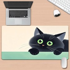 40 90cm The black cat features bright green eyes and a large mouse pad, making i